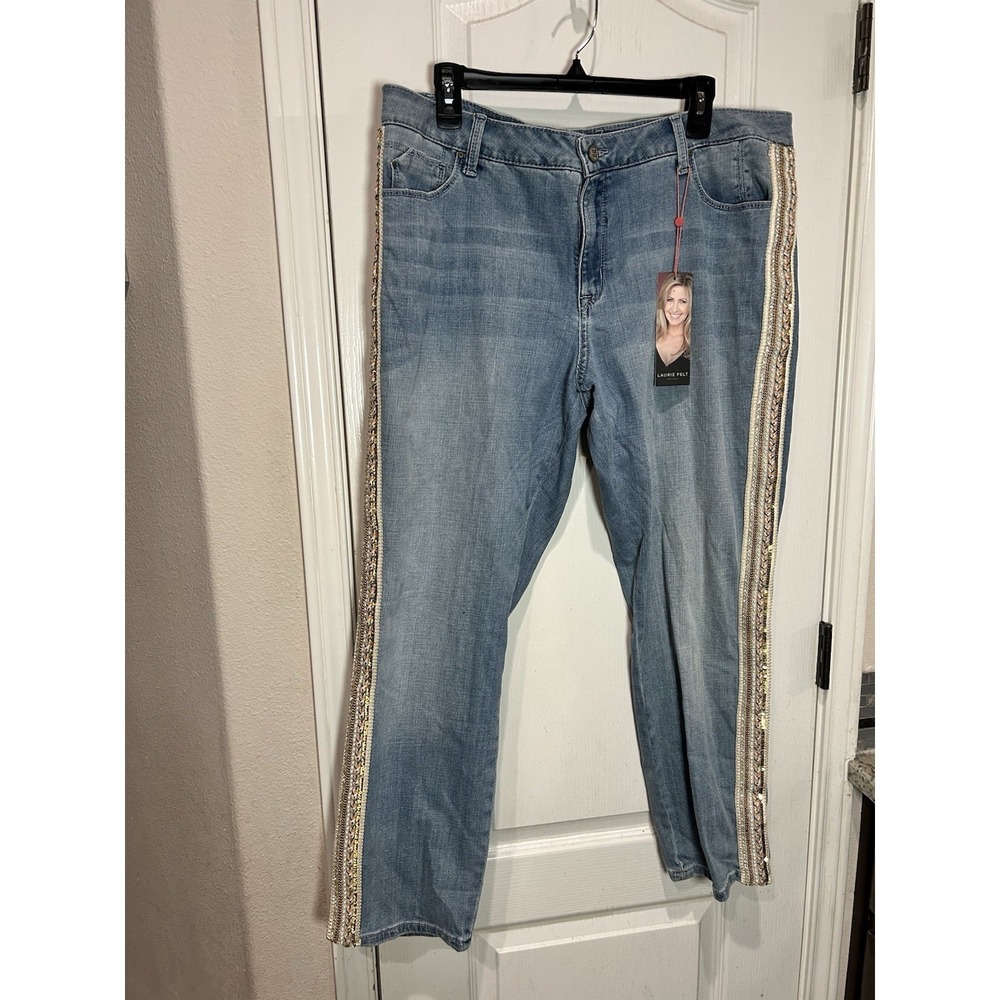 laurie felt jeans embroidered Stripe Classic Girlfriend NWT Sz 16 blue Boho